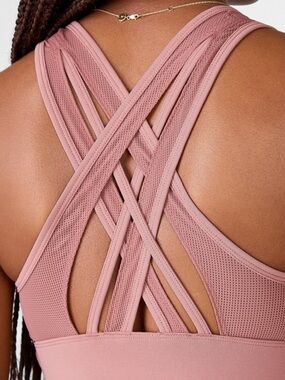 Fabletics Faye Medium Impact Sports Bra II Pink strappy XXL? Athletic Athleisure